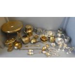 A quantity of brass, copper and white metal items