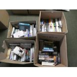 Four boxes of books a mixture of hardback and paperback to include,terry hayes,agatha christie,