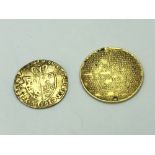 George III gold coin 2g & yellow metal token