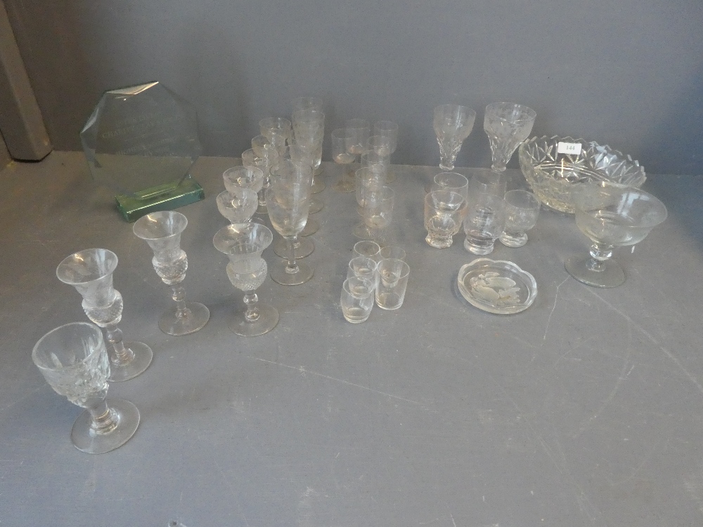 Quantity of Georgian to modern glass including three Thistle glasses