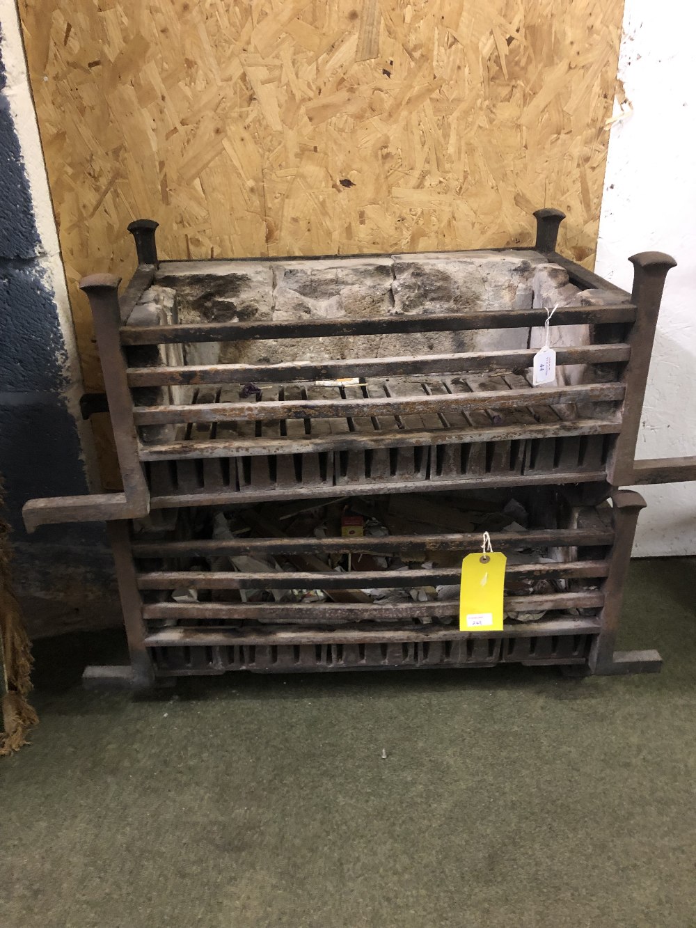 Pair of large fire baskets complete with fire bricks 94 x 39 cm (please note: heavy item- ask at - Image 2 of 2