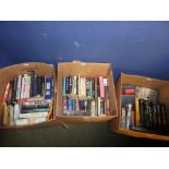 Three boxes of books a mixture of hardback and paperback authors include dick francis, john