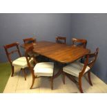 Harrods mahogany diningtable with 6 chairs table 191L x 99W x 74H cm, chairs 87H cm