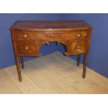 Mahogany sideboard on 4 turned legs with 2 small drawers over 1 long drawer 84H x 108W x 51D cm