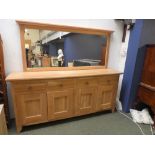 Large contemporary sideboard with 4 drawers & 2 cupboards fitted with shelves 98H x 210W x 47D