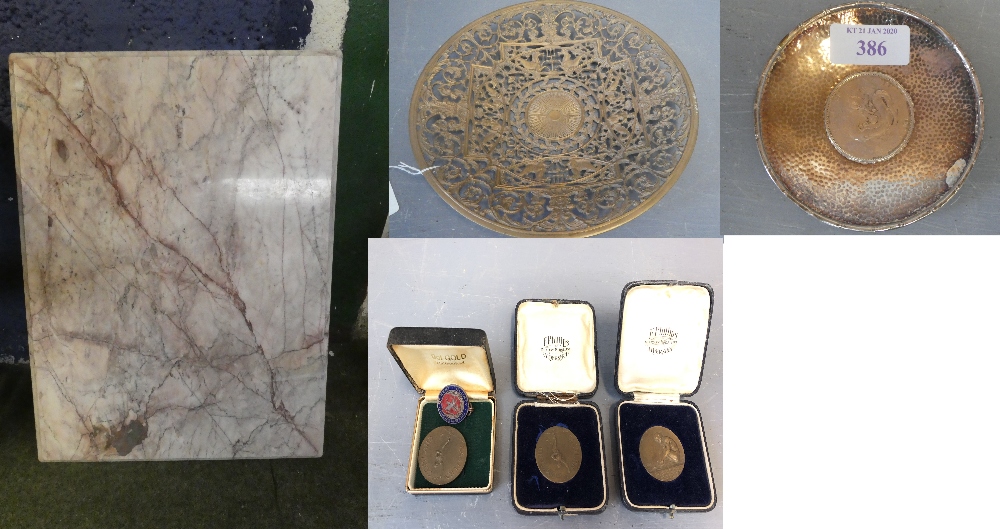 Qty of items to include lamp, marble top, plate, medals & ashtray - Image 2 of 22