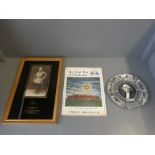 George Washington bi-centennial plate. Commemorative photograph of General Robert E Lee framed and