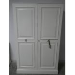 White modern wardrobe with double doors, shelving & hanging rail 175H x 110W x 55.5D cm