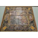 Portuguese ceramic tile with mythical creatures & castles c1840 78H x 88W cm