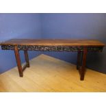 Altar table in the Chinese taste, with carved frieze, 211.5W x 86H x 47.5D cm