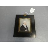 Miniature of a gentleman named on reverse: Paul Raymonce Esq Riversdale dated 1805 in original black