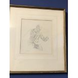 Pencil drawing of a man, signed G Warner A (G Warner Allen) framed & glazed Chinese botanical print