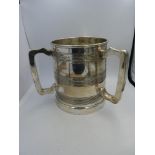 Victorian electroplated large Tyg with glass bottom by Elkington & Co