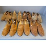 7 Pairs of mens light brown suede loafers, 3 pairs very worn, makers to include Shipton & Heneage