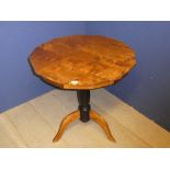 Swedish yellow & black wood 1920s drum table 71h x 71D cm