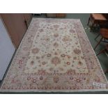 Hand knotted rug decorated with naturalistic decoration in brown & beige 291 x 197 cm