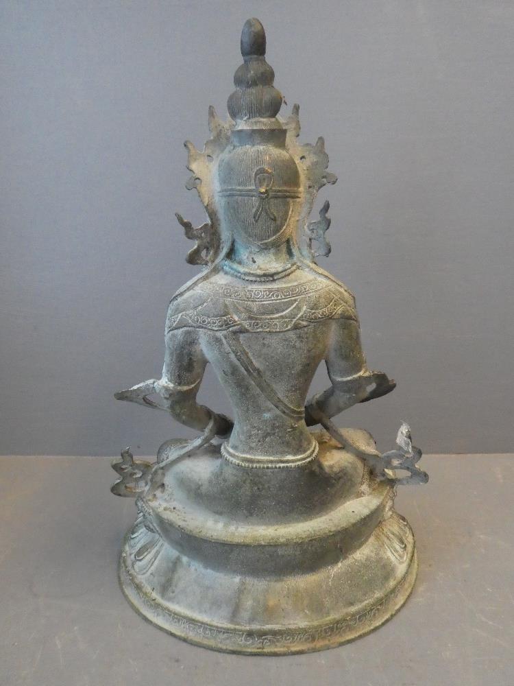 Seated Metal Buddha 34H x 21W cm - Image 2 of 4