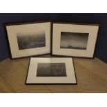 Three framed and glazed prints city scapes signed on mount lower right Barney (Ghasls)? dated 82 &