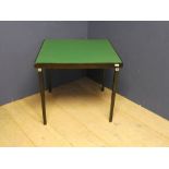 Card table with green baize & folding legs
