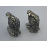 Pair of unusual silver plated condiments in the form of birds of prey