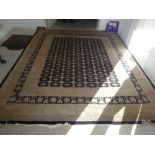 Blue and Beige rug - floral border. 367cm L x 282cm W