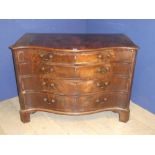 Georgian mahogany serpentine fronted chest of 4 graduated drawers 85H x 120W x 58D cm (in need of