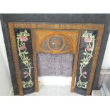 Stone fireplace Art Noveau style with tiled surround & grate