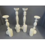 2 Pairs of Laura Ashley candlesticks with decorative candles 48H & 37H cm