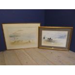 Two framed and glazed pictures of African interest "Buffalo" signed dated lower. CORYUNE J.BREDIN