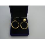 Pair of 18ct yellow gold hoop style drop earrings