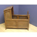 Wooden rocking cradle with metal tray interior 88H x 91lL x 56W cm