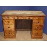 Walnut 1920s small partners desk 76H x 122W x 55D cm