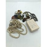 Collection of costume jewellery & 4 pairs of 9ct gold earstuds