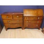 Victorian mahogany chest of 2 short over 2 long drawers 96W x 82H x 48D cn & a bureau