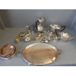Selection of silver & silver plated items to include trays, jugs & pots