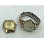 2 Vintage gentlemens yellow metal wristwatches