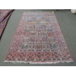 Old handmade wool Bokahara rug in muted reds & browns