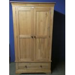 Modern 2 door wardrobe with hanging rail and over drawer to base 190H x 106W 64D cm