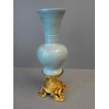 Ormolu mounted blue glaze vase 30H cm