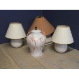 3 Table lamps with lampshades