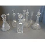 Selection of glassware to include 7 decanters