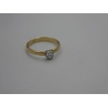 18ct Yellow gold hear shaped single stone diamond ring size K