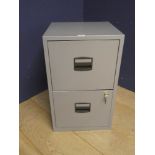 2 Drawer metal filing cabinet with key 67.5H x 41W x 40D cm