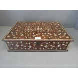 Anglo Indian box with semi fitted interior extensively decorated in bone 45W x 31.5D x 11H cm