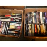 Two boxes of hardback books mainly historical also archer mcnab and bernard cornwell novels
