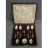 Cased set of silver spoons