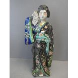 Japanese lady with fan 30H x 13W cm