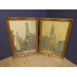 Two framed and glazed continental market street scenes, signature BR Paul Braddon