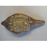 Bronze conche decorated with deities shell 22L x 11W cm