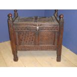 Late C19th Asian Oak chest 83H x 83W x 55D cm